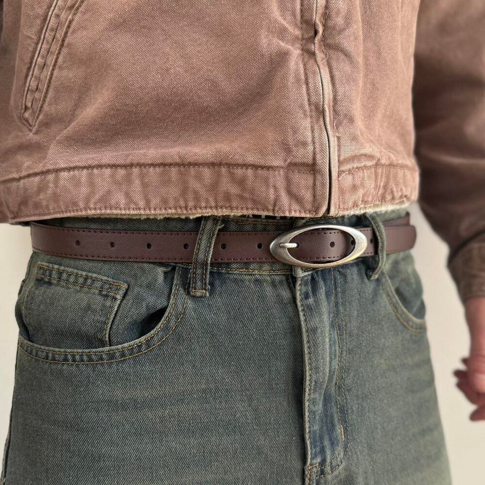 Vintage Brown Western Belt Unisex Boho Oval Design American Style 43" Long - Picture 5 of 6